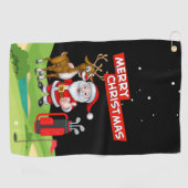 Santa Claus Golfer Frohe Weihnachten auf grün Golfhandtuch (Horizontal)