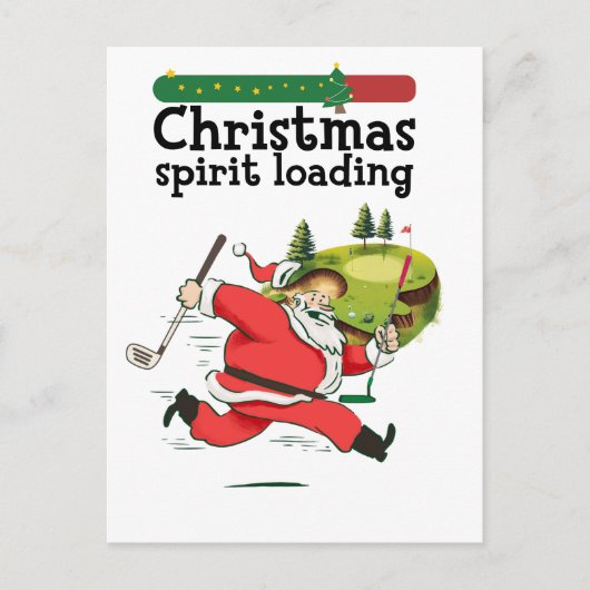 Santa Claus Golfer läuft zu frohen Weihnachten Postkarte (Vorderseite)