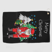 Santa Claus Golfer mit Weihnachtsbaum für Golfer Golfhandtuch (Horizontal)