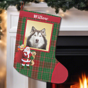 Santa Claus Good Dog List Foto Name Large Christin Großer Weihnachtsstrumpf