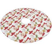 Santa Claus Green Holly Frohe Weihnachtsgeschenke Polyester Weihnachtsbaumdecke (Schrägansicht)