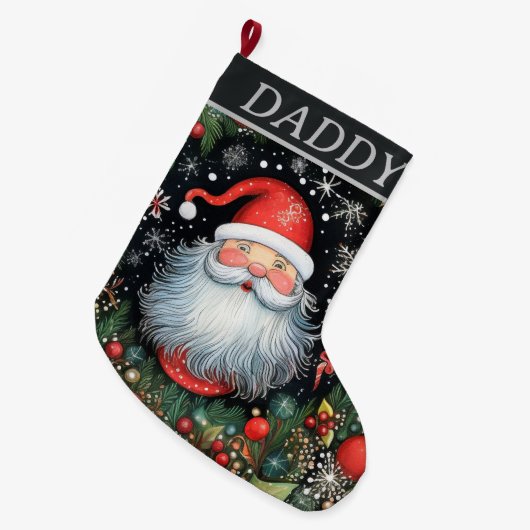 Santa Claus Großer Weihnachtsstrumpf (Vorderansicht (hängend))