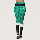 Santa Claus grüner Glitzer Leggings (Rückseite)