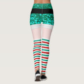 Santa Claus grüner Glitzer Leggings (Rückseite)