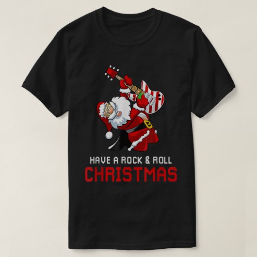 Santa Claus Guitar Player Have A Rock & Roll Chris T-Shirt (Design vorne)