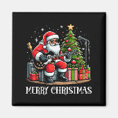 Santa Claus Guitarist Merry Christmas Funny Guitar Magnet (Vorne)