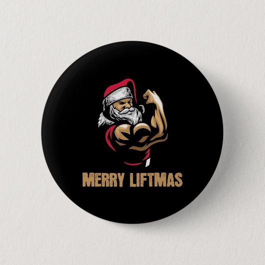 Santa Claus Gym Bodybuilding Fitness Frohe Weihnac Button (Vorderseite)