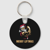 Santa Claus Gym Bodybuilding Fitness Frohe Weihnac Schlüsselanhänger (Vorderseite)