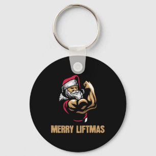 Santa Claus Gym Bodybuilding Fitness Frohe Weihnac Schlüsselanhänger