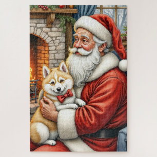 Santa Claus hält amerikanische Eskimoweihnachtskun Puzzle