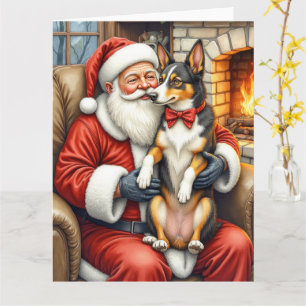 Santa Claus hält Australian Kelpie Weihnachten  Karte