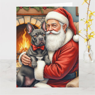Santa Claus hält Cane Corso Weihnachtskunst Karte