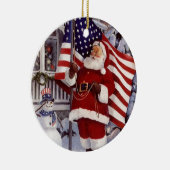 Santa Claus hält die amerikanische Flagge Keramikornament (Rechts)