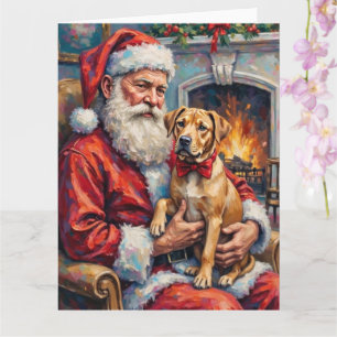 Santa Claus hält Shar Pei Weihnachtskunst Karte