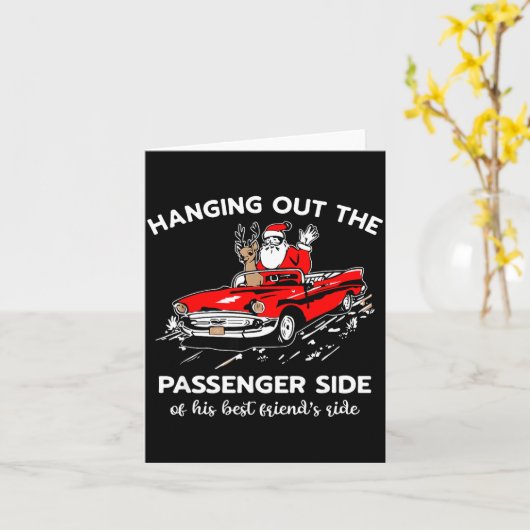 Santa Claus Hanging Out The Penger Side Karte (Gelbe Blume)