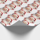 Santa Claus Happy Lächeln Cherry Red Nose Cheeks Geschenkpapier (Ecke)