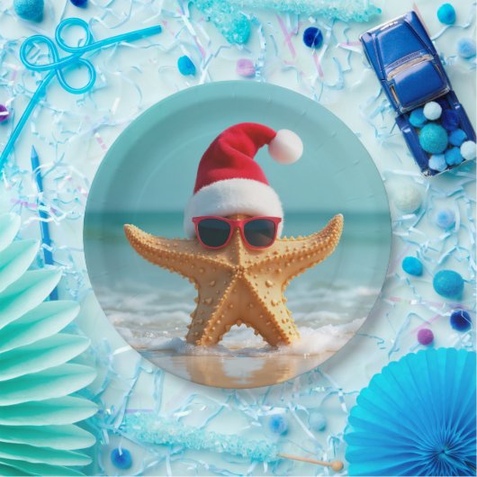 Santa Claus Hat auf einem Stachel Pappteller (Party)