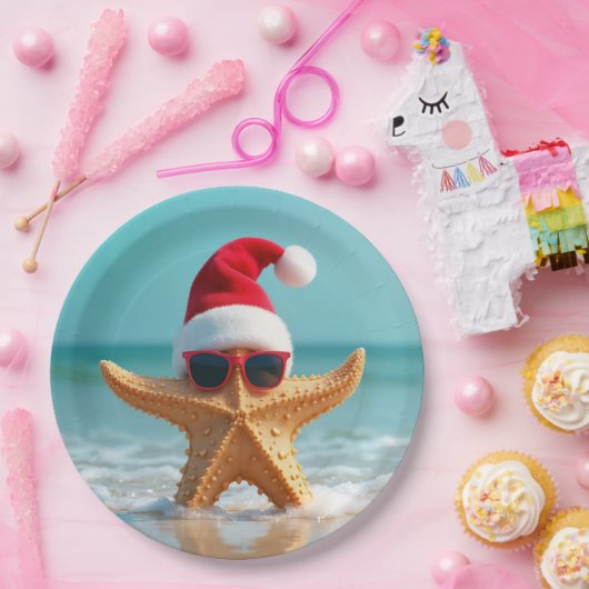 Santa Claus Hat auf einem Stachel Pappteller (Party)