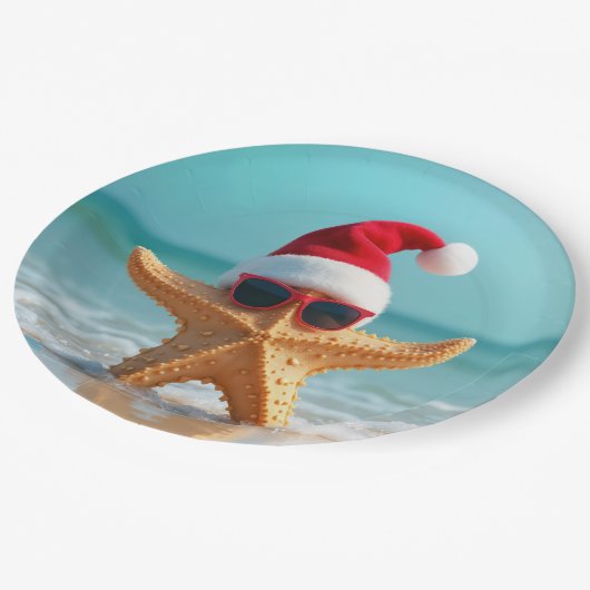 Santa Claus Hat auf einem Stachel Pappteller (Schrägansicht)