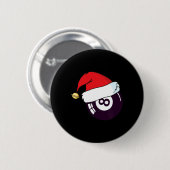 Santa Claus Hat Billiards 8 Ll Christmas Button (Vorne & Hinten)