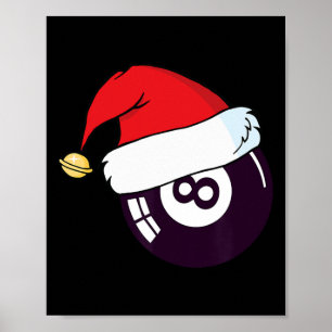 Santa Claus Hat Billiards 8 Ll Christmas Poster