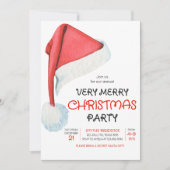 Santa Claus Hat Christmas Party Einladung (Vorderseite)