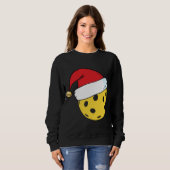 Santa Claus Hat Pickleball Weihnachten Sweatshirt (Vorne ganz)