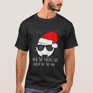 Santa Claus Hat Soccer Ball Sonnenbrille Weihnacht T-Shirt