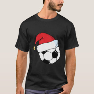 Santa Claus Hat Soccer Ball Weihnachten T-Shirt