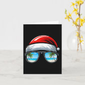 Santa Claus Hat Sungles Beach Christmas In July Karte (Gelbe Blume)