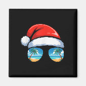 Santa Claus Hat Sungles Beach Christmas In July Su Magnet (Vorne)