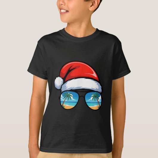 Santa Claus Hat Sungles Beach Christmas In July Su T-Shirt (Vorderseite)