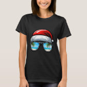 Santa Claus Hat Sungles Beach Christmas In July T-Shirt (Vorderseite)