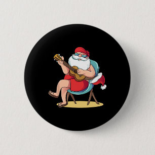 Santa Claus Hawaianische Gitarre Weihnachten im Ju Button