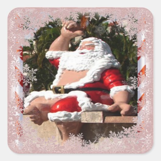Santa Claus Hawaii Quadratischer Aufkleber (Vorderseite)