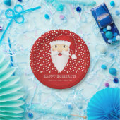 Santa Claus Head Custom Event Name Red Christmas Pappteller (Party)