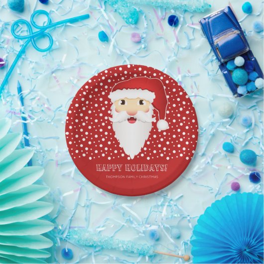Santa Claus Head Custom Event Name Red Christmas Pappteller (Party)