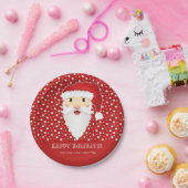 Santa Claus Head Custom Event Name Red Christmas Pappteller (Party)