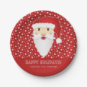 Santa Claus Head Custom Event Name Red Christmas Pappteller (Vorderseite)