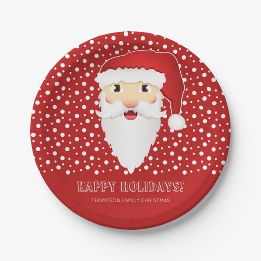 Santa Claus Head Custom Event Name Red Christmas Pappteller (Vorderseite)
