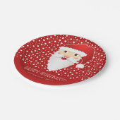 Santa Claus Head Custom Event Name Red Christmas Pappteller (Schrägansicht)
