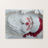 Santa Claus head with white Christmas trees Puzzle (Horizontal)