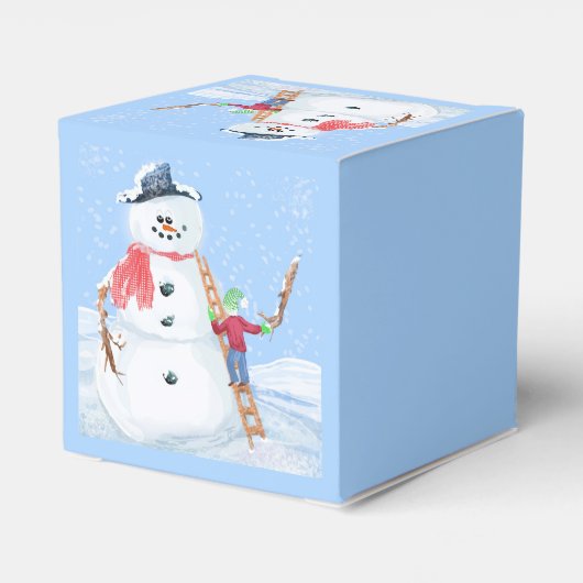 Santa Claus Helper Gebäude Ein Alberner Schneemann Geschenkschachtel (Rückseite)