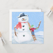 Santa Claus Helper Gebäude Ein Alberner Schneemann Karte (Vorderseite/Rückseite Beispiel)