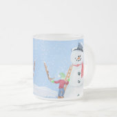 Santa Claus Helper Gebäude Ein Alberner Schneemann Mattglastasse (VorderseiteRechts)