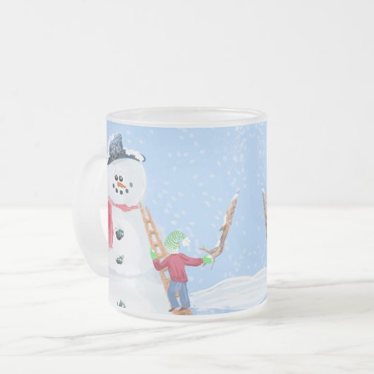 Santa Claus Helper Gebäude Ein Alberner Schneemann Mattglastasse (Vorderseite Links)