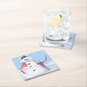 Santa Claus Helper Gebäude Ein Alberner Schneemann Rechteckiger Pappuntersetzer (Vor Ort)