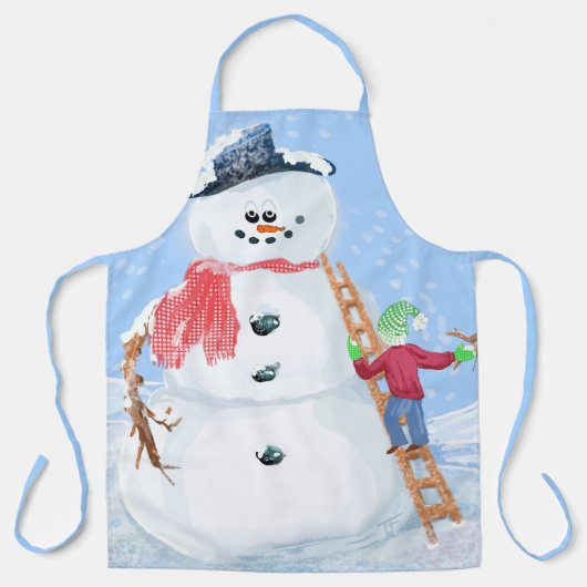 Santa Claus Helper Gebäude Ein Alberner Schneemann Schürze (Vorderseite)