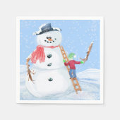 Santa Claus Helper Gebäude Ein Alberner Schneemann Serviette (Vorderseite)