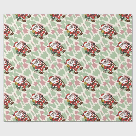 Santa Claus hiker Geschenkpapier (Flach)